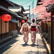Two geishas walking