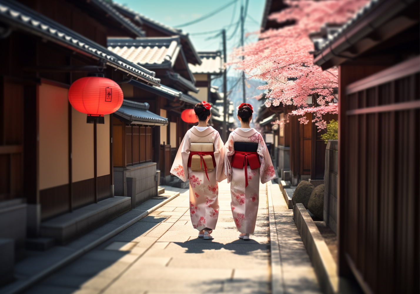Two geishas walking