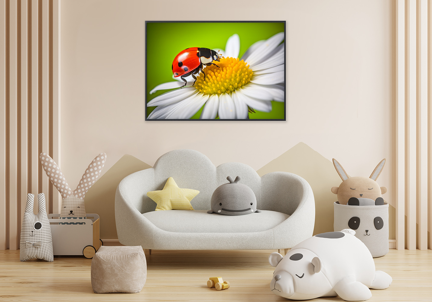 Ladybug on a daisy flower