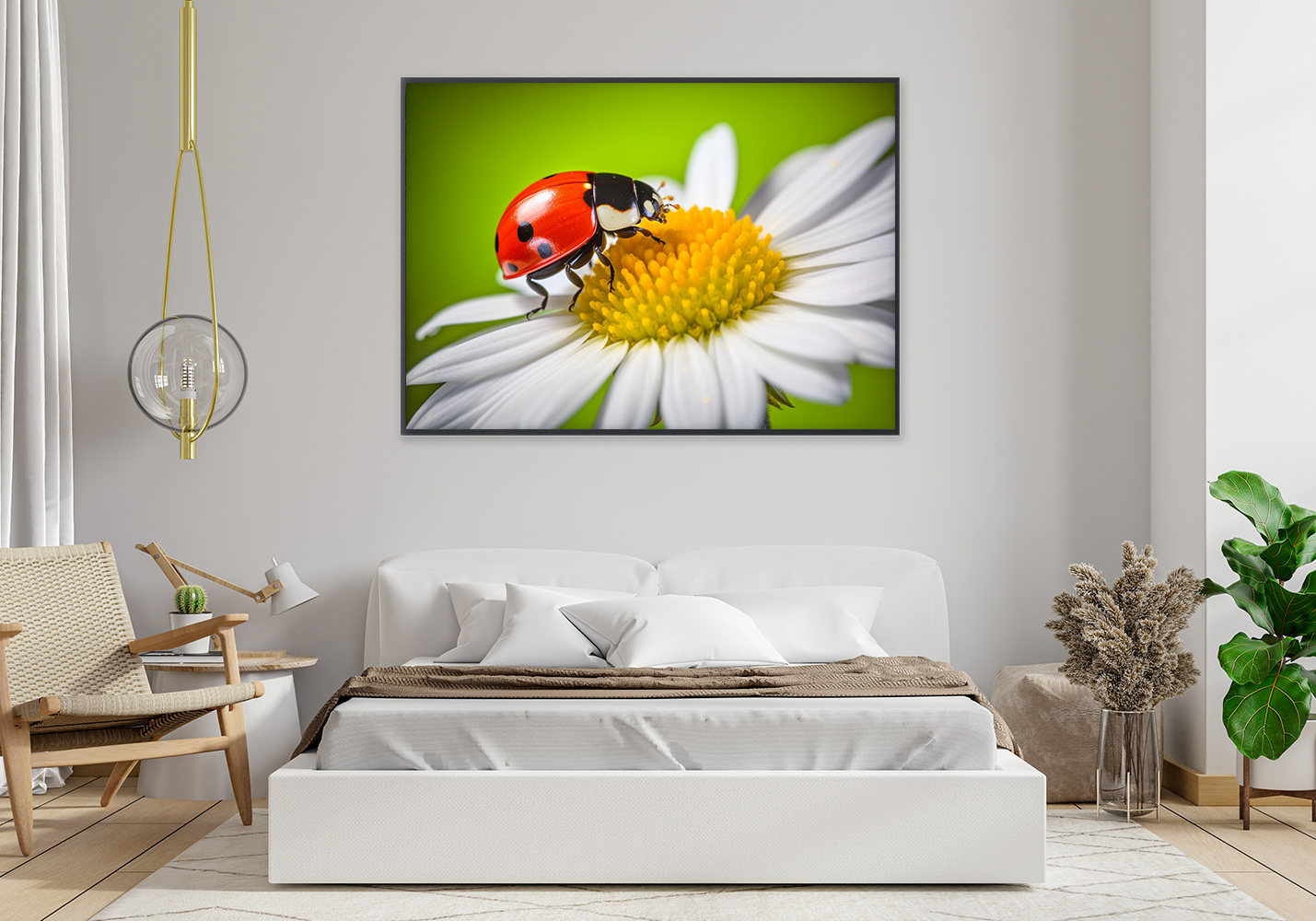 Ladybug on a daisy flower