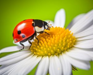 Ladybug on a daisy flower