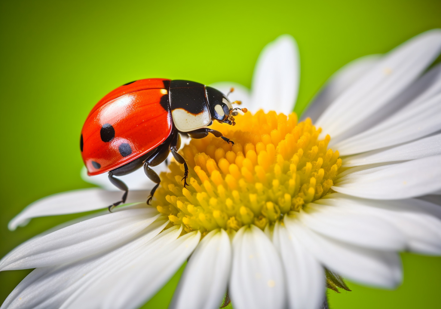 Ladybug on a daisy flower