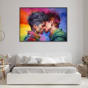 Two men kissing