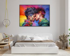Two men kissing