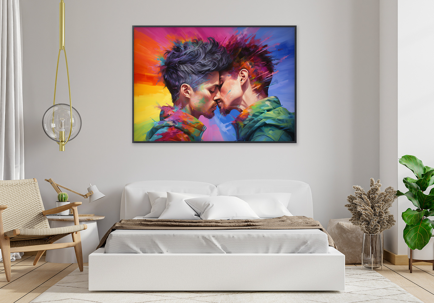 Two men kissing