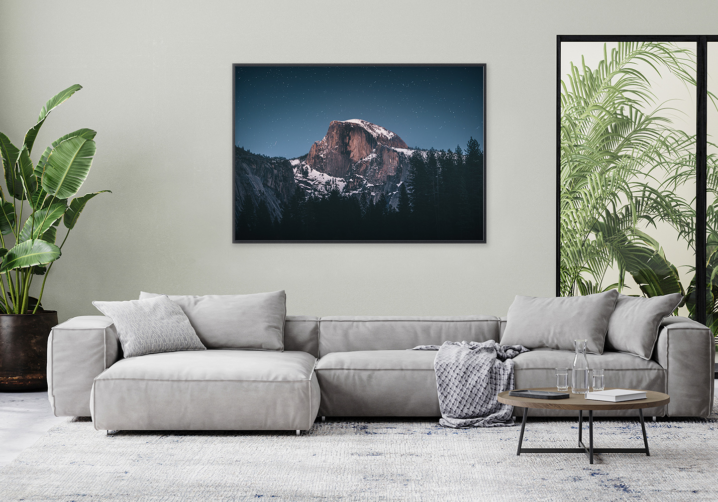 Snow Capped Mountain at Night