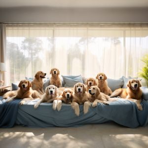 Golden Retrivers in the couch