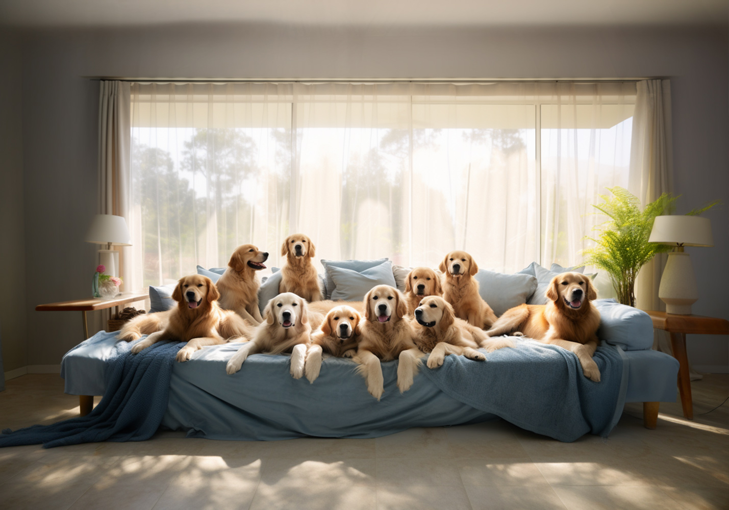 Golden Retrivers in the couch