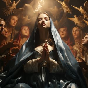 Virgin Mary and birds