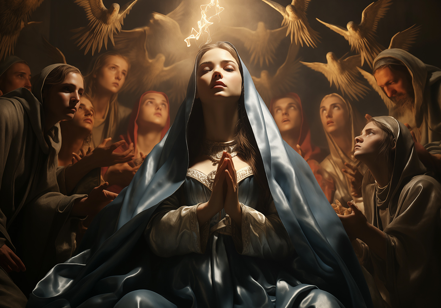 Virgin Mary and birds