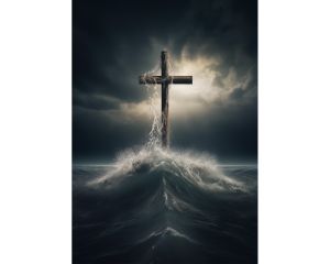 Cross in the ocean