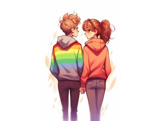 Lesbian Couple Drawing holding hands