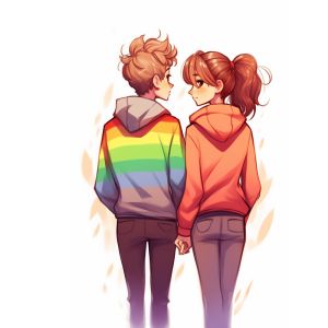 Lesbian Couple Drawing holding hands