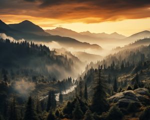 Forest and mountains